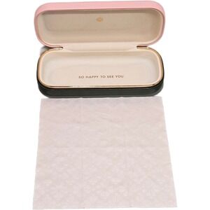Kate Spade New York Pink Green Glasses/Sunglasses Hard Case & Cleaning Cloth